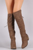 Back Corset Lace Up Chunky Heeled Over-The-Knee Boots