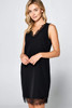 Black Mid Length Dress With Lace Detail