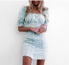 Off the Shoulder Plaid Mini Summer Dress Women