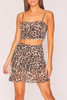 Nude Leopard Print Peplum Frill Skirt