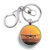 Amazing Airbus A330 Landing at Sunset Designed Circle Key Chains