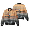 Aircraft Departing from RW30 Designed 3D Pilot Bomber Jackets