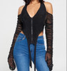 Mesh Cut Out ZIp Up Top