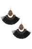 Boho etched tassel fan earring