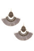 Boho etched tassel fan earring