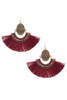 Boho etched tassel fan earring