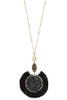 Elongated gem disk pendant necklace set