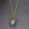 Natural Stone Rose Crystal Quartz Wire Wrapped Pendant Necklace