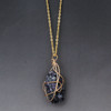 Natural Stone Rose Crystal Quartz Wire Wrapped Pendant Necklace