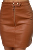 Faux Leather O-ring Zipper Up Skirt