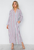 Blue Multi Stripe Button Down Maxi Blouse Shirt