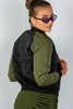 Ladies fashion black & olive quilted bomber jacket