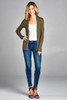 Ladies fashion long sleeve open front ribbed knit cardigan