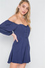 Off-the-shoulder Button Down Boho Mini Dress