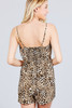 V-neck Button Detail Animal Print Cami Romper