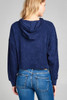 Ladies fashion plus size dropped long sleeve french terry hoodie top