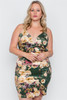 Plus Size Hunter Green Velvet Cami Floral Bodycon Mini Dress