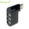 New 3 Ports Hub USB 2.0 Mini Rotate Splitter Adapter for PC Notebook Laptop Jan16 drop shipping