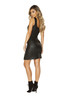 Women's  Leather Look Dress with V-Wire Detail & Slit