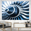 Blue Toned Super Jet Engine Blades Closeup Printed Canvas Posters (1 Piece)