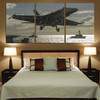 Deparing Jet from Sea Base Printed Canvas Posters (3 Pieces)
