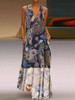 Bohemian Sleeveless V-neck Pocket Floral Print Maxi Dress