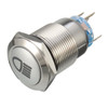 12V 19mm Silver Metal LED Push Button ON OFF Latching Switch Light Symbol