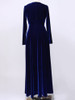 Velvet Long Sleeve V-neck Maxi Prom Dress