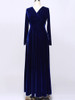 Velvet Long Sleeve V-neck Maxi Prom Dress