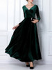 Velvet Long Sleeve V-neck Maxi Prom Dress