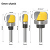 Drillpro 3Pcs Bowl and Tray Router Bit 1/4 Inch Shank / 6mm Shank Corner Rounding Router Bit Wood Milling Cutter Engraving Tool Tungsten Router Bit