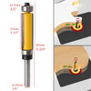 Drillpro 1/4 Inch Shank Flush Trim Router Bit Woodworking Tool Top With Bottom Bearing