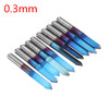 Drillpro 10pcs 0.1/0.2/0.3/0.4mm 60 Degree Engraving Bit Flat Bottom PCB Engraving Bit Blue NANO Coated Carbide CNC Router Tool