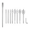 10pcs Wood Flat Drill Bit Set 6-32mm with 12 Inch Extension Shank and Hex Wrench for Woodworking
