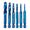 Drillpro 6pcs M3-M10 Combination Drill Tap Bit Set HSS 6542 Blue Nano Coated Deburr Countersink Drill Bits