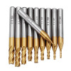 Drillpro 10pcs Titanium Coating 1.5-6.0mm HSS 4 Flute End Mill Cutter 6mm Shank CNC Drill Bits