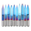 Drillpro 10pcs 0.1-1.5mm 30 Degree PCB Engraving Bit Blue Nano Coated Carbide CNC Flat Bottom Engraving Bit Router Tool