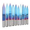 Drillpro 10pcs 0.1-1.5mm 30 Degree PCB Engraving Bit Blue Nano Coated Carbide CNC Flat Bottom Engraving Bit Router Tool