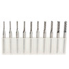 Drillpro DB-M3 10pcs 1.3mm-3.175mm Carbide End Mill Engraving Bits for CNC PCB Rotary Burrs