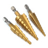 Doersupp 3Pcs 3-12m/4-12mm/4-20mm Step Drill Bits Titanium Coated Step Drill Bits Set Doersupp 3Pcs 3-12m/4-12mm/4-20mm Step Drill Bits Titanium Coated Step Drill Bits Set