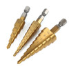 Doersupp 3Pcs 3-12m/4-12mm/4-20mm Step Drill Bits Titanium Coated Step Drill Bits Set Doersupp 3Pcs 3-12m/4-12mm/4-20mm Step Drill Bits Titanium Coated Step Drill Bits Set