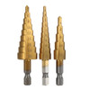 Doersupp 3Pcs 3-12m/4-12mm/4-20mm Step Drill Bits Titanium Coated Step Drill Bits Set Doersupp 3Pcs 3-12m/4-12mm/4-20mm Step Drill Bits Titanium Coated Step Drill Bits Set