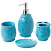 Designer 4-Piece Ceramic Bath Accessory Set | Includes Liquid Soap or Lotion Dispenser w/Toothbrush Holder, Tumbler, Soap Dish | Moroccan Trellis | Contour Grey Designer 4-Piece Ceramic Bath Accessory Set | Includes Liquid Soap or Lotion Dispenser w/Toothbrush Holder, Tumbler, Soap Dish | Moroccan Trellis | Contour Grey
