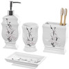 Creative Scents 4 Piece Bathroom Accessory Set - Gift Package - Soap Dish and Dispenser, Toothbrush Holder, and Tumbler Cup - Vanda Floral Style Creative Scents 4 Piece Bathroom Accessory Set - Gift Package - Soap Dish and Dispenser, Toothbrush Holder, and Tumbler Cup - Vanda Floral Style