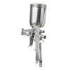 400ML Suction Feed Paint Gravity Spray Sprayer 1/4" Air Hose Fitting Heavy Duty Gravity Feed Dual Action Spray G un Kit Nail Tool (Color: Silver)