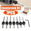 7pcs 1/8 to 7/32 Inch HSS Countersink Drills Bit Reamer Set Woodworking Chamfer