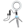 Puluz PU378 USB 6.2 Inch 3 Modes 3200K-5500K Dimmable LED Video Ring Light with Cold Shoe Tripod Ball Head