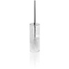 DWBA Crackled Glass Round Toilet Brush Bowl and Holder Cleaner Set W/ Lid, Brass