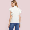 SheInes Bow Tie Front Flutter Sleeve Blouse Summer Blouses for Women White Cap Sleeve Tie Neck Blouse