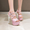 Fashion Sexty Women Ladies Wedding Party  gladiator Stiletto Super High Heels 16Cm Sandals Front Platform 5Cm Pumps Shoes D-9